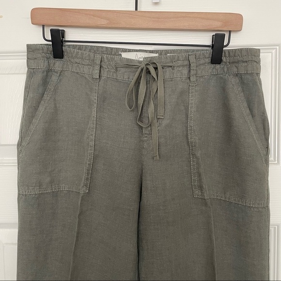 Joie.  100% Linen, Lagenlook, front pockets, wide leg, Sage.  Size  4 - Picture 2 of 7
